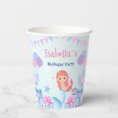 かわいいマーメイドレインボーウォーターカラーバースデーパーティー 紙コップ (裏面)
