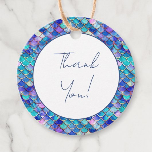 かわいいマーメイド小さな女の子誕生日パーティーありがとう フェイバータグ (正面)