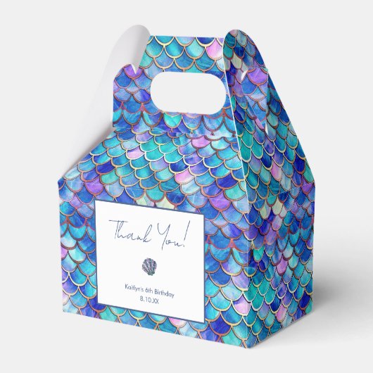 かわいいマーメイド小さな女の子誕生日パーティーありがとう フェイバーボックス (正面サイド)