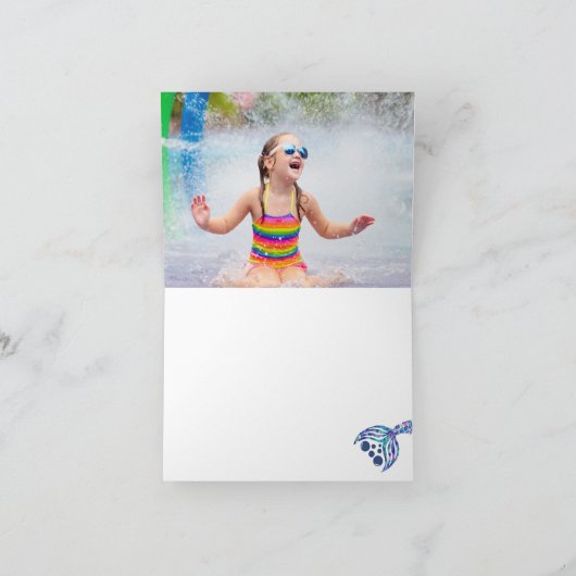 かわいいマーメイド小さな女の子誕生日パーティー サンキューカード (内部)