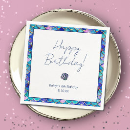 かわいいマーメイド小さな女の子誕生日パーティー スタンダードカクテルナプキン