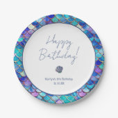 かわいいマーメイド小さな女の子誕生日パーティー ペーパープレート (正面)