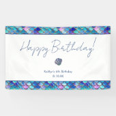 かわいいマーメイド小さな女の子誕生日パーティー 横断幕 (横)