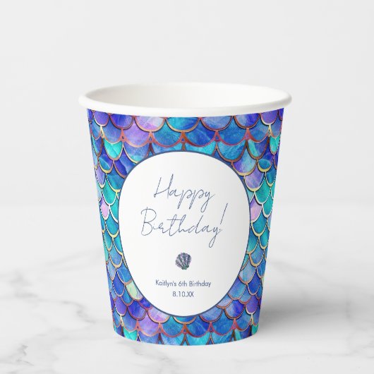 かわいいマーメイド小さな女の子誕生日パーティー 紙コップ (正面)