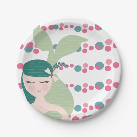 かわいいマーメイド海水中競技ガールズバースデーパーティー ペーパープレート (正面)