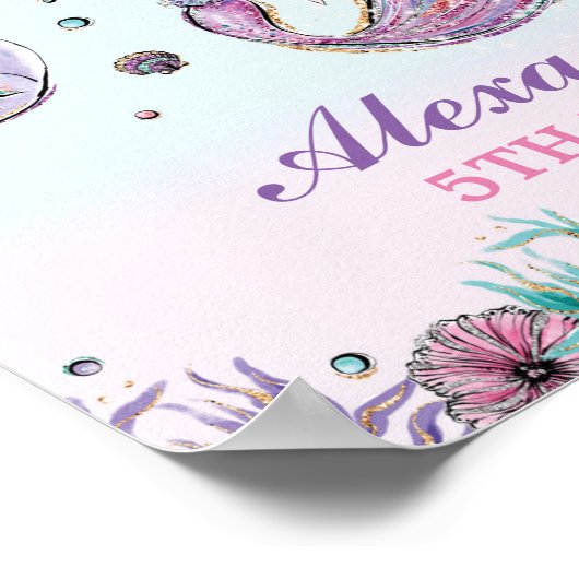 かわいいマーメイド誕生日ザシープールウェルカム ポスター (角)