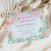 かわいいマーメイド誕生日ザシープールパーティー 招待状