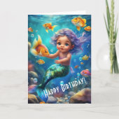 かわいいマーメイド誕生日 カード (正面)