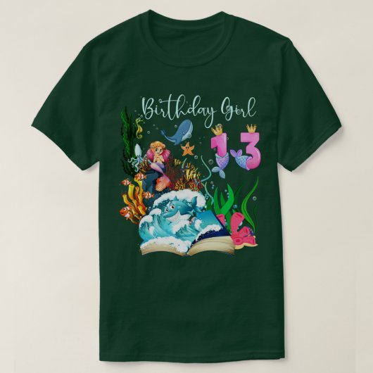 かわいいマーメイド13誕生日女の子 Tシャツ (デザイン正面)