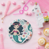 かわいいマーメイド&シーシェル誕生日 ペーパープレート (パーティー)