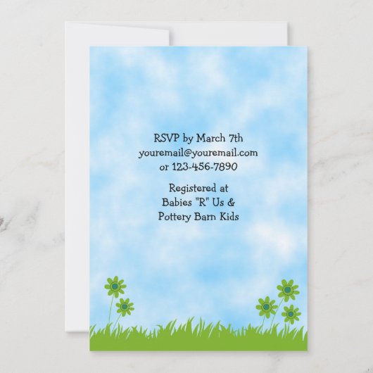 かわいいマーレとフォアホース馬ベビーシャワー招待状 招待状 (裏面)