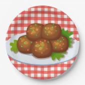 かわいいミイタリアンートボールディナーパーティー ペーパープレート (正面)