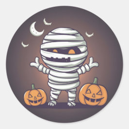 かわいいミイラのイラスト ハロウィンステッカー ラウンドシール