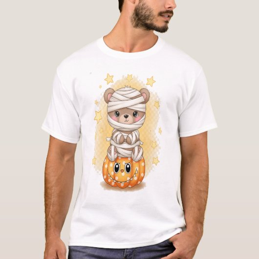 かわいいミイラのクマ ハロウィン Tシャツ (正面)