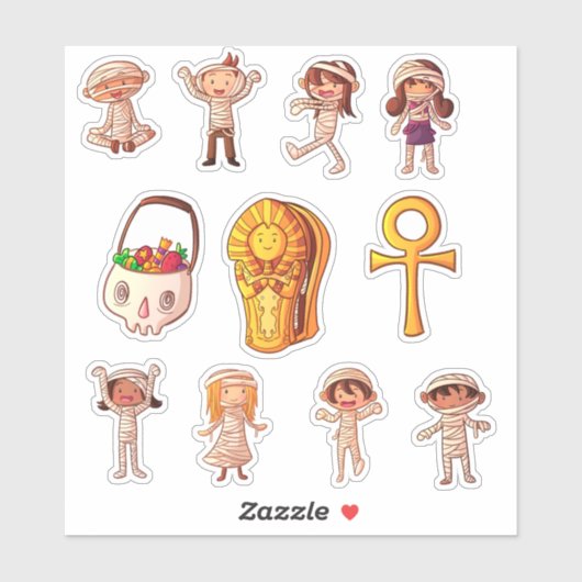 かわいいミイラのハロウィーン シール (シート)