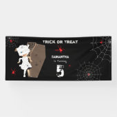 かわいいミイラ棺ガールハロウィーン誕生日パーティー 横断幕 (横)