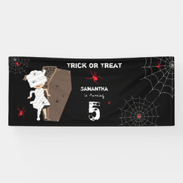 かわいいミイラ棺ガールハロウィーン誕生日パーティー 横断幕