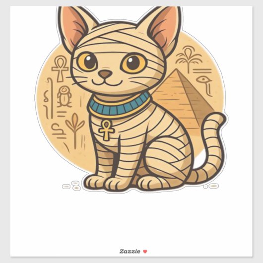 かわいいミイラ猫 – 古代エジプトのアートオーバーサイズT市 シール (シート)