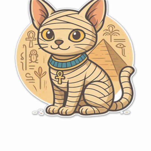 かわいいミイラ猫 – 古代エジプトのアートオーバーサイズT市 シール (正面)