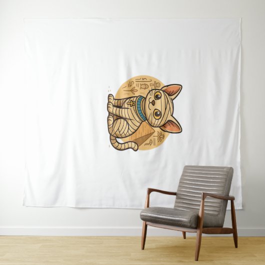 かわいいミイラ猫 – 古代エジプトのアートオーバーサイズT市 タペストリー (インサイチュ(横))