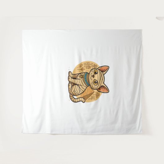 かわいいミイラ猫 – 古代エジプトのアートオーバーサイズT市 タペストリー (正面(横))