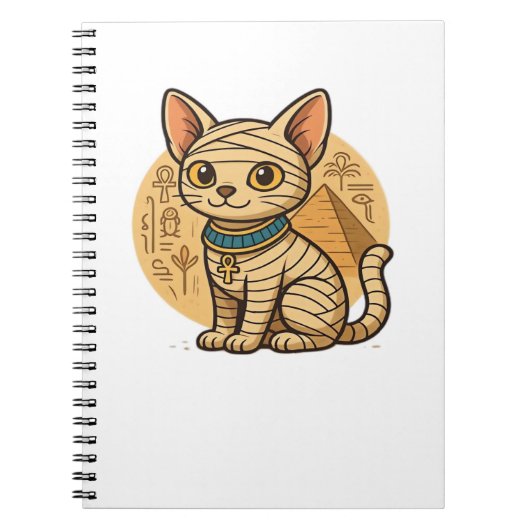 かわいいミイラ猫 – 古代エジプトのアートオーバーサイズT市 ノートブック (正面)