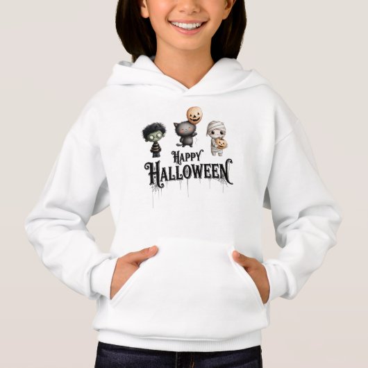 かわいいミイラ、猫、フランケンシュタイン - ハッピーハロウィン (正面)