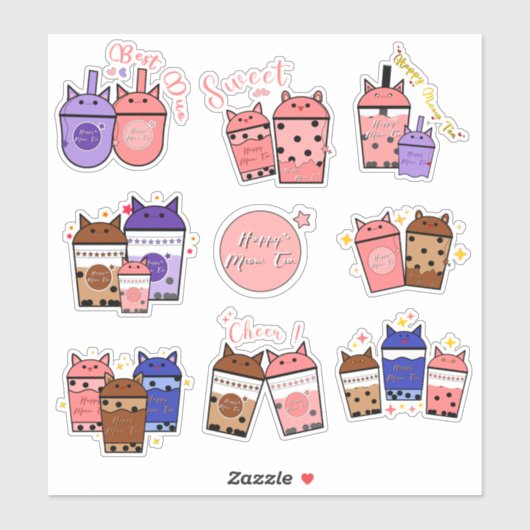 かわいいミウティーカップビニールステッカー シール (シート)