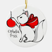 かわいいミオウィクリスマス猫ちゃん セラミックオーナメント (正面)