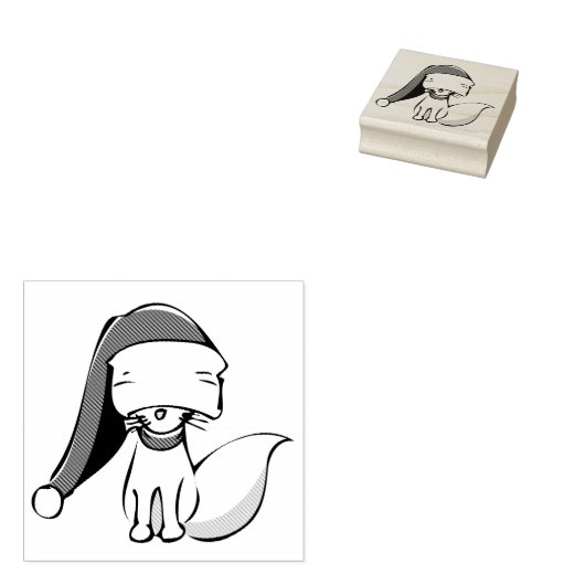 かわいいミオウィクリスマス猫ちゃん ラバースタンプ (押印)