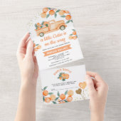 かわいいミカン柑橘系トラック赤ちゃんシャワー オールインワン招待状 (貼ってはがせる)