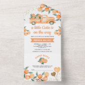 かわいいミカン柑橘系トラック赤ちゃんシャワー オールインワン招待状 (内側)