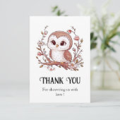 かわいいミスティックフクロウ赤ちゃんシャワー サンキューカード (スタンド正面)