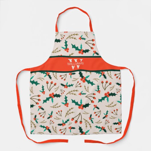 かわいいミステレトーベリークリスマスモノグラムホリデー エプロン (正面)