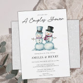 かわいいミセス・雪だるま冬おもしろいブライダルシャワー 招待状