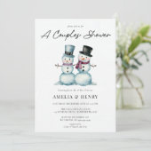 かわいいミセス・雪だるま冬おもしろいブライダルシャワー 招待状 (スタンド正面)