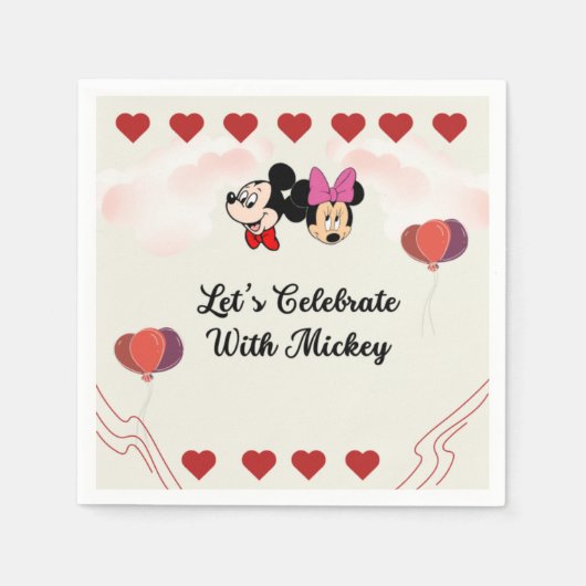かわいいミッキー スタンダードカクテルナプキン (正面)