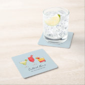 かわいいミックスドリンクカクテル水色 スクエアペーパーコースター (インサイチュ)