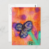 かわいいミックスメディアフラワーコラージュ ポストカード (正面/裏面)