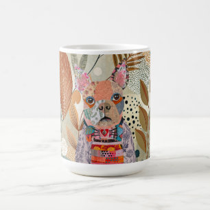 かわいいミックスメディアボストンテリア犬 コーヒーマグカップ