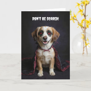 かわいいミックス犬の子犬吸血鬼ハッピーハロウィン カード