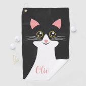 かわいいミッドセンチュリーブラックキャットポートレート ゴルフタオル (インサイチュ)