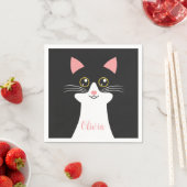 かわいいミッドセンチュリーブラックキャットポートレート スタンダードカクテルナプキン (インサイチュ)