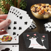 かわいいミッドセンチュリーブラックキャットポートレート トランプ (インサイチュ)