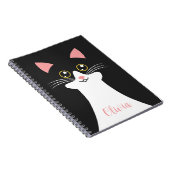 かわいいミッドセンチュリーブラックキャットポートレート ノートブック (右側)