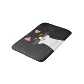 かわいいミッドセンチュリーブラックキャットポートレート バスマット (アングル)