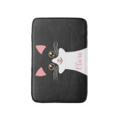 かわいいミッドセンチュリーブラックキャットポートレート バスマット (正面縦)