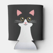 かわいいミッドセンチュリーブラックキャットポートレート 缶クーラー (裏面)