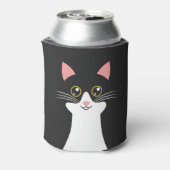 かわいいミッドセンチュリーブラックキャットポートレート 缶クーラー (缶裏面)