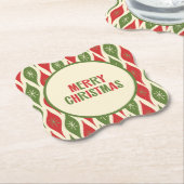 かわいいミッドセンチュリーモダンレトロ50sメリークリスマス ペーパーコースター (アングル)
